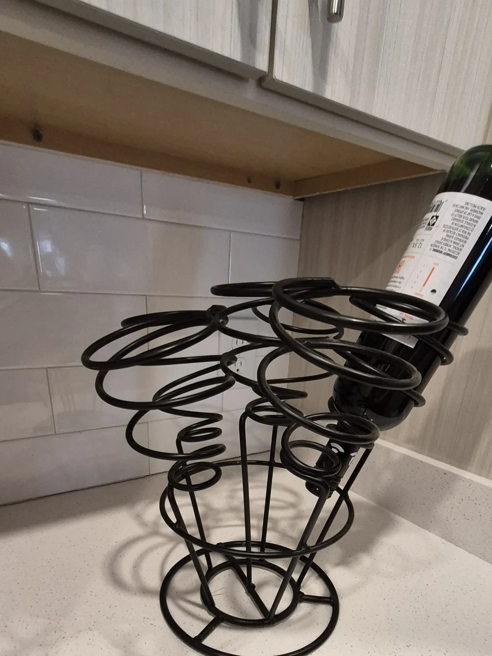 Black Spiral Metal Wine Bottle Rack - Decorative Countertop Display